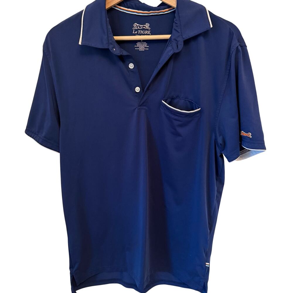 Le Tigre Tri-Flex Polo‎ Shirt Navy Blue Small Performance Stretch Golf Tennis